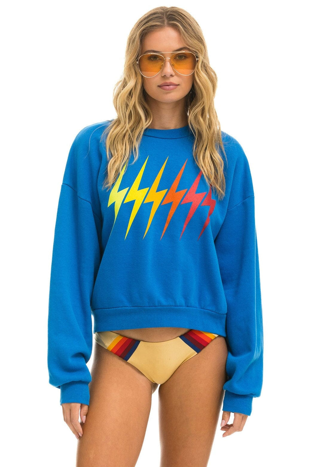 Classic BOLT GRADIENT RELAXED CREW SWEATSHIRT - OCEAN RAINBOW