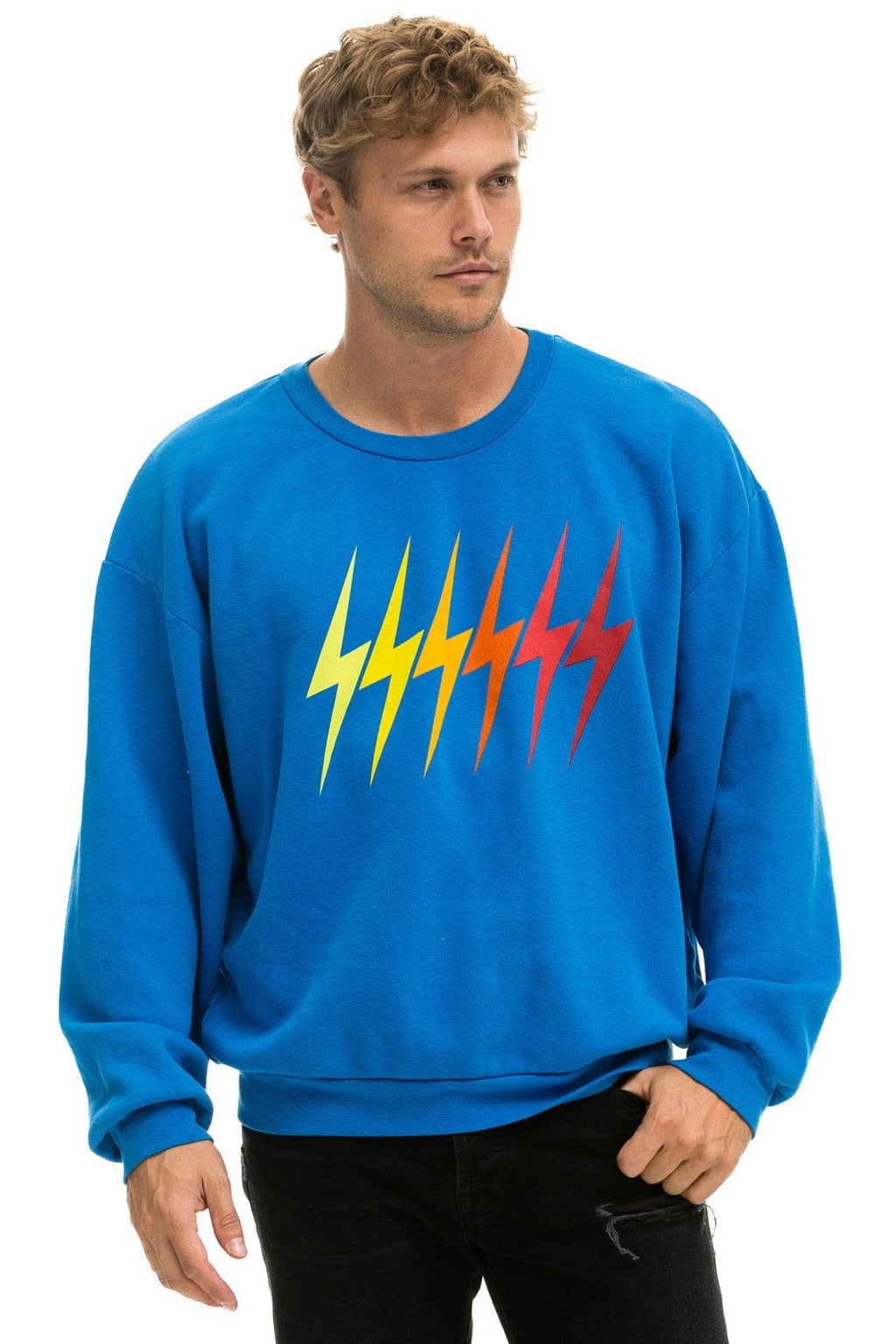 Classic BOLT GRADIENT RELAXED CREW SWEATSHIRT - OCEAN RAINBOW