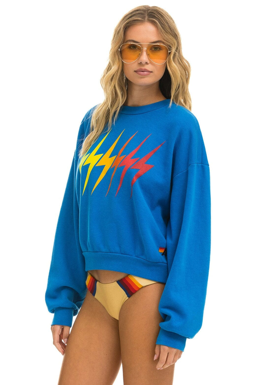Classic BOLT GRADIENT RELAXED CREW SWEATSHIRT - OCEAN RAINBOW