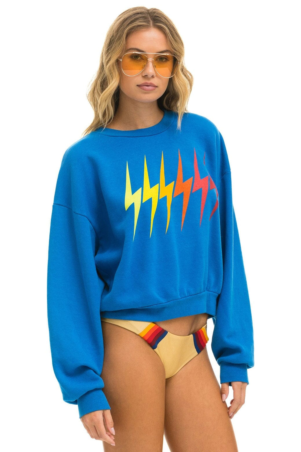 Classic BOLT GRADIENT RELAXED CREW SWEATSHIRT - OCEAN RAINBOW