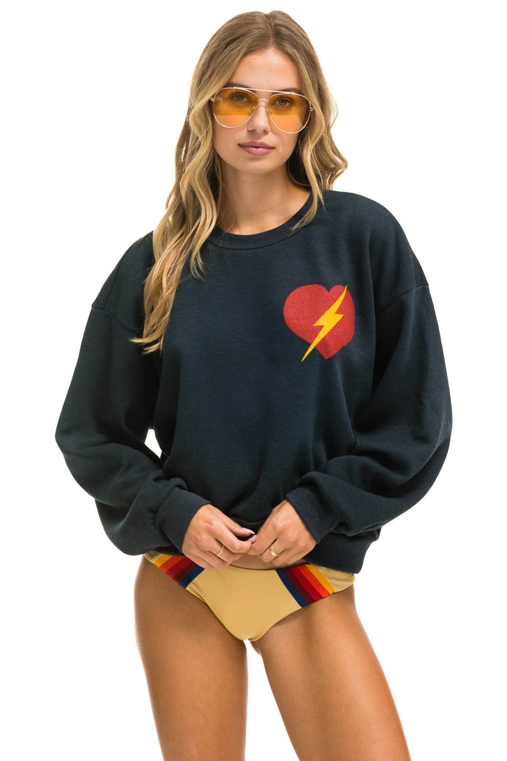 Classic BOLT HEART RELAXED CREW SWEATSHIRT - CHARCOAL