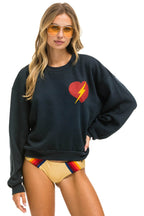 Classic BOLT HEART RELAXED CREW SWEATSHIRT - CHARCOAL