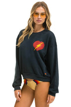 Classic BOLT HEART RELAXED CREW SWEATSHIRT - CHARCOAL