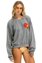 Classic BOLT HEART RELAXED CREW SWEATSHIRT - HEATHER GREY