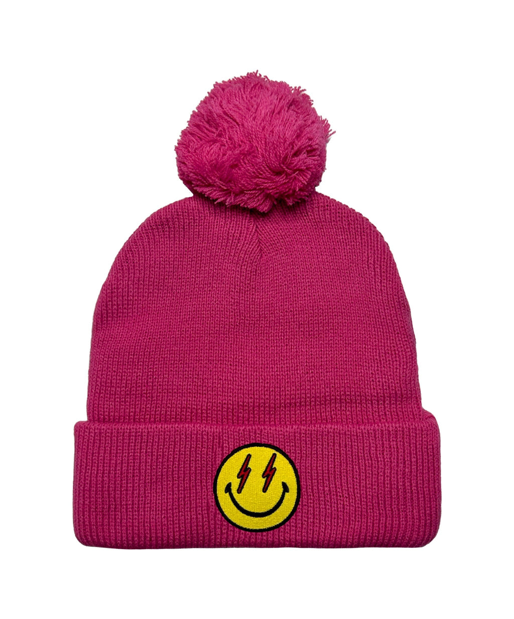 Classic BOLT SMILEY POM POM RIB BEANIE