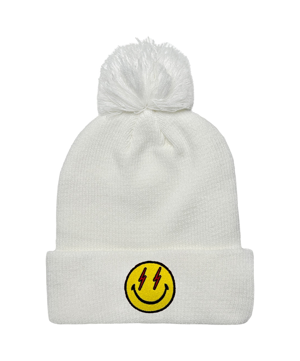Classic BOLT SMILEY POM POM RIB BEANIE