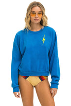 Classic BOLT STITCH RELAXED CREW SWEATSHIRT - OCEAN NEON YELLOW