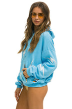 Classic BOLT STITCH REPEAT RELAXED PULLOVER HOODIE WITH POCKET ZIPPERS - SKY WHITE