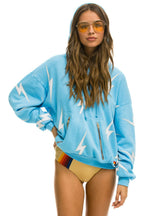 Classic BOLT STITCH REPEAT RELAXED PULLOVER HOODIE WITH POCKET ZIPPERS - SKY WHITE