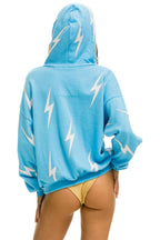 Classic BOLT STITCH REPEAT RELAXED PULLOVER HOODIE WITH POCKET ZIPPERS - SKY WHITE