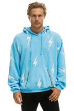 Classic BOLT STITCH REPEAT RELAXED PULLOVER HOODIE WITH POCKET ZIPPERS - SKY WHITE