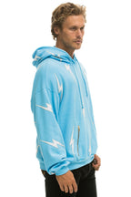 Classic BOLT STITCH REPEAT RELAXED PULLOVER HOODIE WITH POCKET ZIPPERS - SKY WHITE