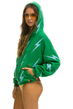 Classic BOLT STITCH REPEAT RELAXED ZIP HOODIE WITH POCKET ZIPPERS - KELLY GREEN BLUE