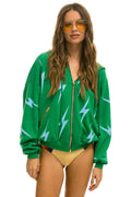 Classic BOLT STITCH REPEAT RELAXED ZIP HOODIE WITH POCKET ZIPPERS - KELLY GREEN BLUE
