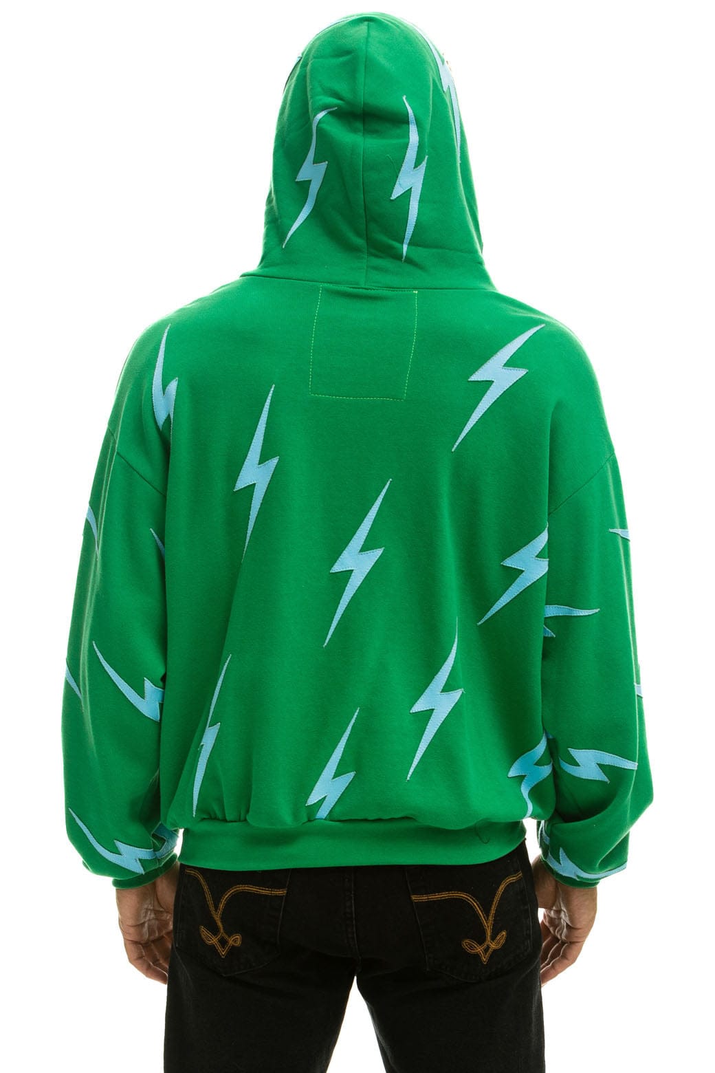 Classic BOLT STITCH REPEAT RELAXED ZIP HOODIE WITH POCKET ZIPPERS - KELLY GREEN BLUE