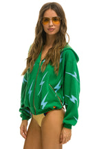 Classic BOLT STITCH REPEAT RELAXED ZIP HOODIE WITH POCKET ZIPPERS - KELLY GREEN BLUE