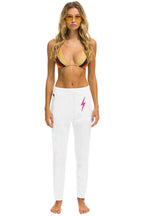 Classic BOLT STITCH JOGGER SWEATPANTS - WHITE NEON PINK