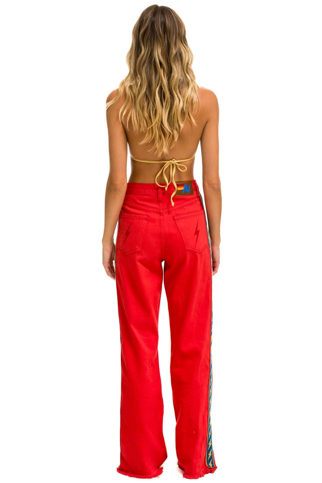 Classic BOLT STRIPE HI RISE WIDE-LEG GYPSY JEAN - RED