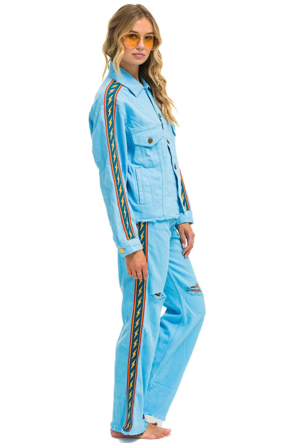 Classic BOLT STRIPE HI RISE WIDE-LEG GYPSY JEAN - SKY