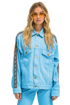 Classic BOLT STRIPE OVERSIZED CONCERT DENIM JACKET - SKY