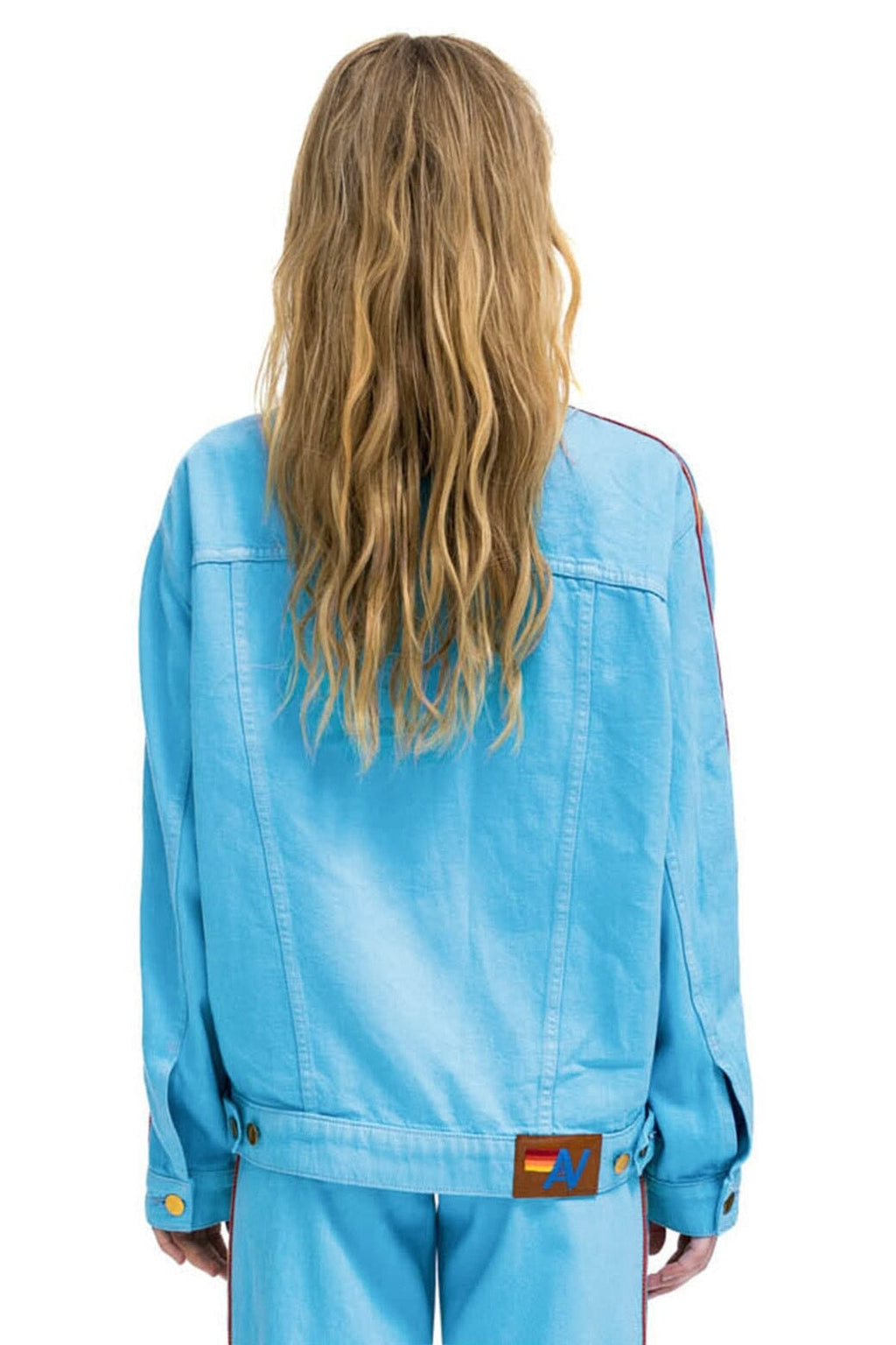 Classic BOLT STRIPE OVERSIZED CONCERT DENIM JACKET - SKY