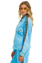 Classic BOLT STRIPE OVERSIZED CUTOFF DENIM JACKET - SKY