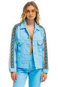 Classic BOLT STRIPE OVERSIZED CUTOFF DENIM JACKET - SKY