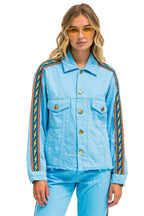 Classic BOLT STRIPE OVERSIZED CUTOFF DENIM JACKET - SKY