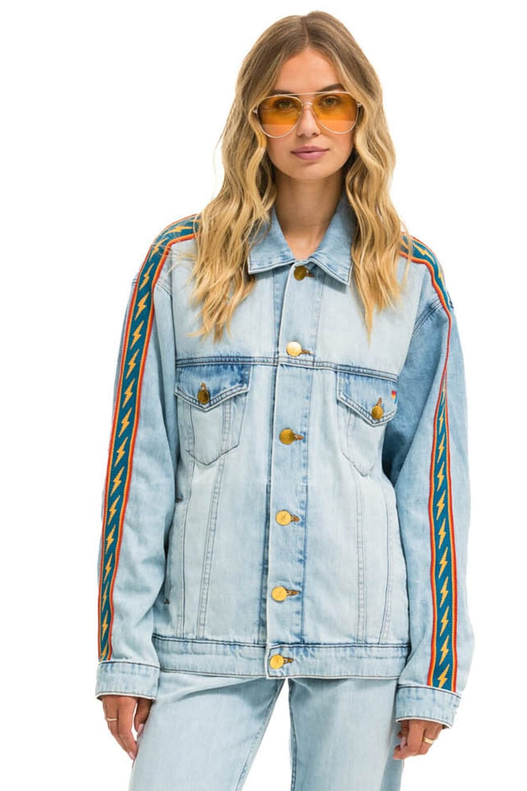 Classic BOLT STRIPE OVERSIZED CONCERT DENIM JACKET - SUPER LIGHT