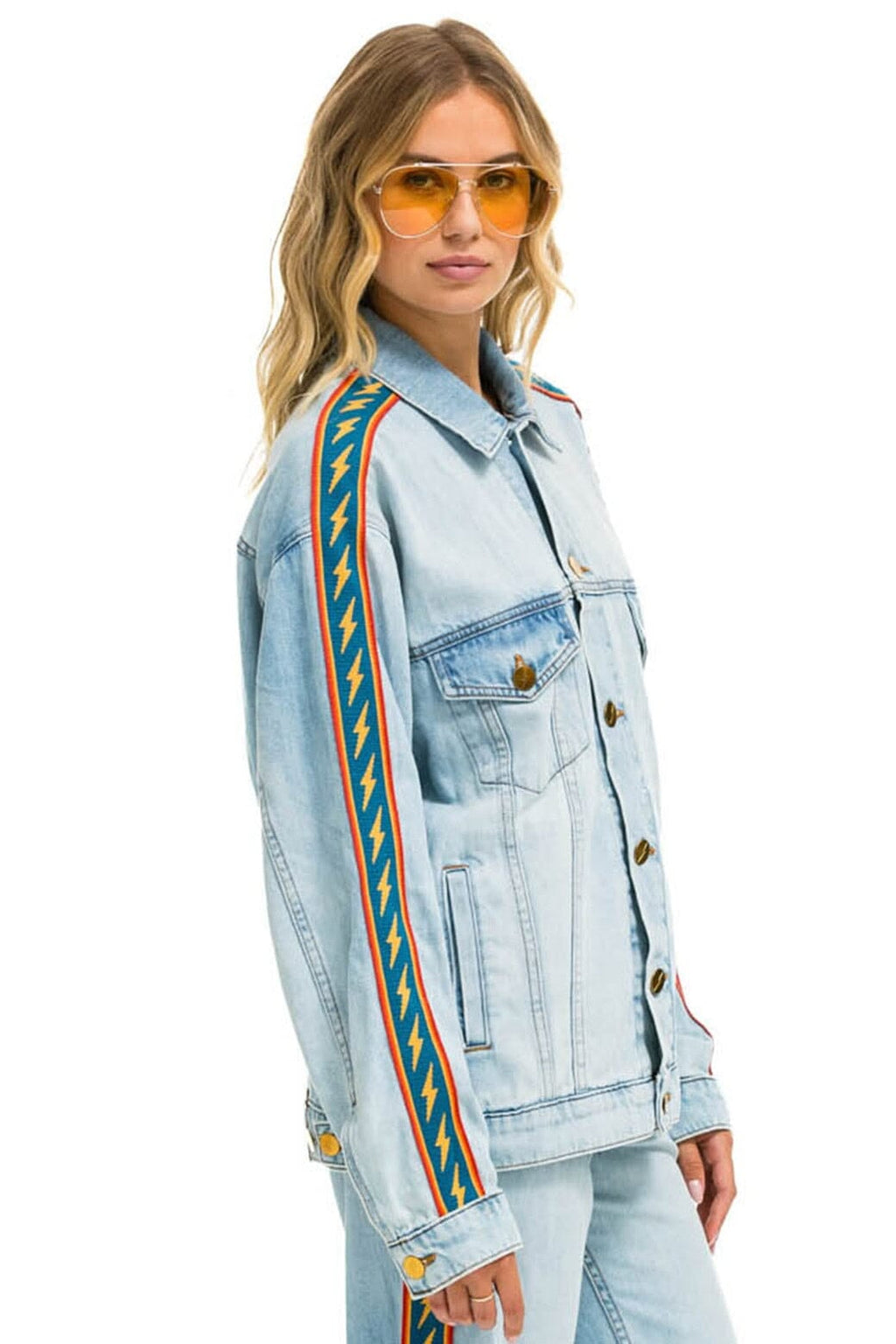 Classic BOLT STRIPE OVERSIZED CONCERT DENIM JACKET - SUPER LIGHT