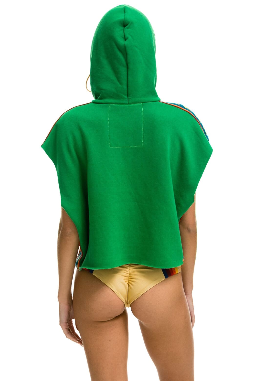 Classic BOLT STRIPE SLEEVELESS RELAXED CROPPED PULLOVER HOODIE - KELLY GREEN