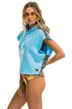 Classic BOLT STRIPE SLEEVELESS RELAXED CROPPED PULLOVER HOODIE - SKY