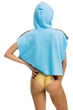 Classic BOLT STRIPE SLEEVELESS RELAXED CROPPED PULLOVER HOODIE - SKY