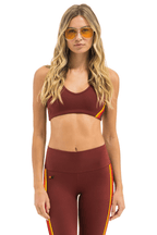 Classic WOMENS 5 STRIPE SPORTS BRA - BRICK