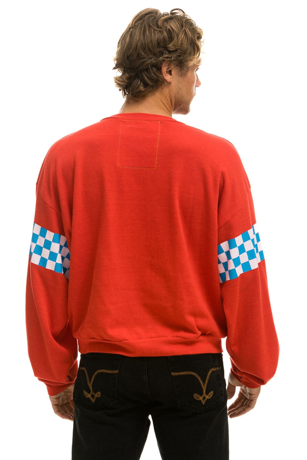 Classic CHECK 2 SLEEVE RELAXED CREW SWEATSHIRT - RED WHITE BLUE