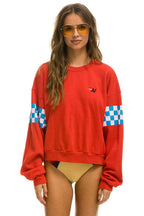 Classic CHECK 2 SLEEVE RELAXED CREW SWEATSHIRT - RED WHITE BLUE