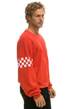 Classic CHECK 2 SLEEVE RELAXED CREW SWEATSHIRT - RED WHITE
