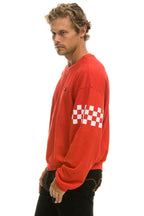Classic CHECK 2 SLEEVE RELAXED CREW SWEATSHIRT - RED WHITE