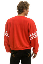Classic CHECK 2 SLEEVE RELAXED CREW SWEATSHIRT - RED WHITE