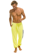 Classic CHECK LEG SWEATPANTS - NEON YELLOW