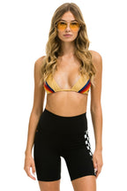 Classic CHECKER STRIPE 6 INCH HI-RISE BIKER SHORT - BLACK