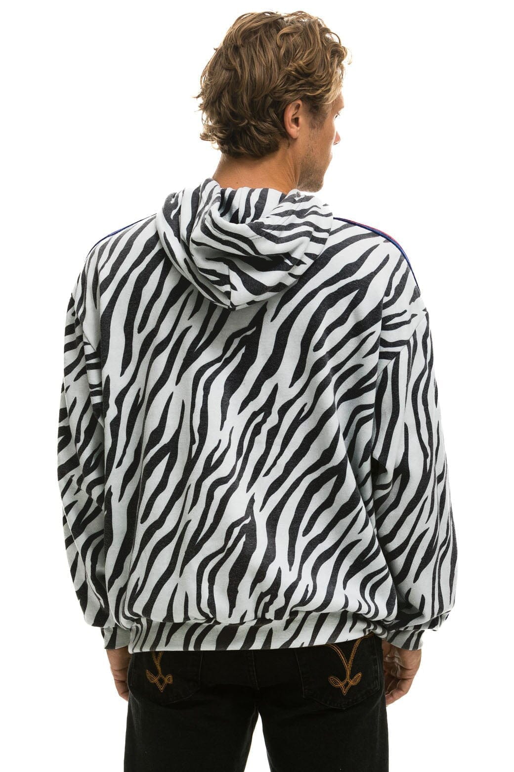 Classic CLASSIC RELAXED PULLOVER HOODIE WITH ZIPPER POCKETS - ZEBRA