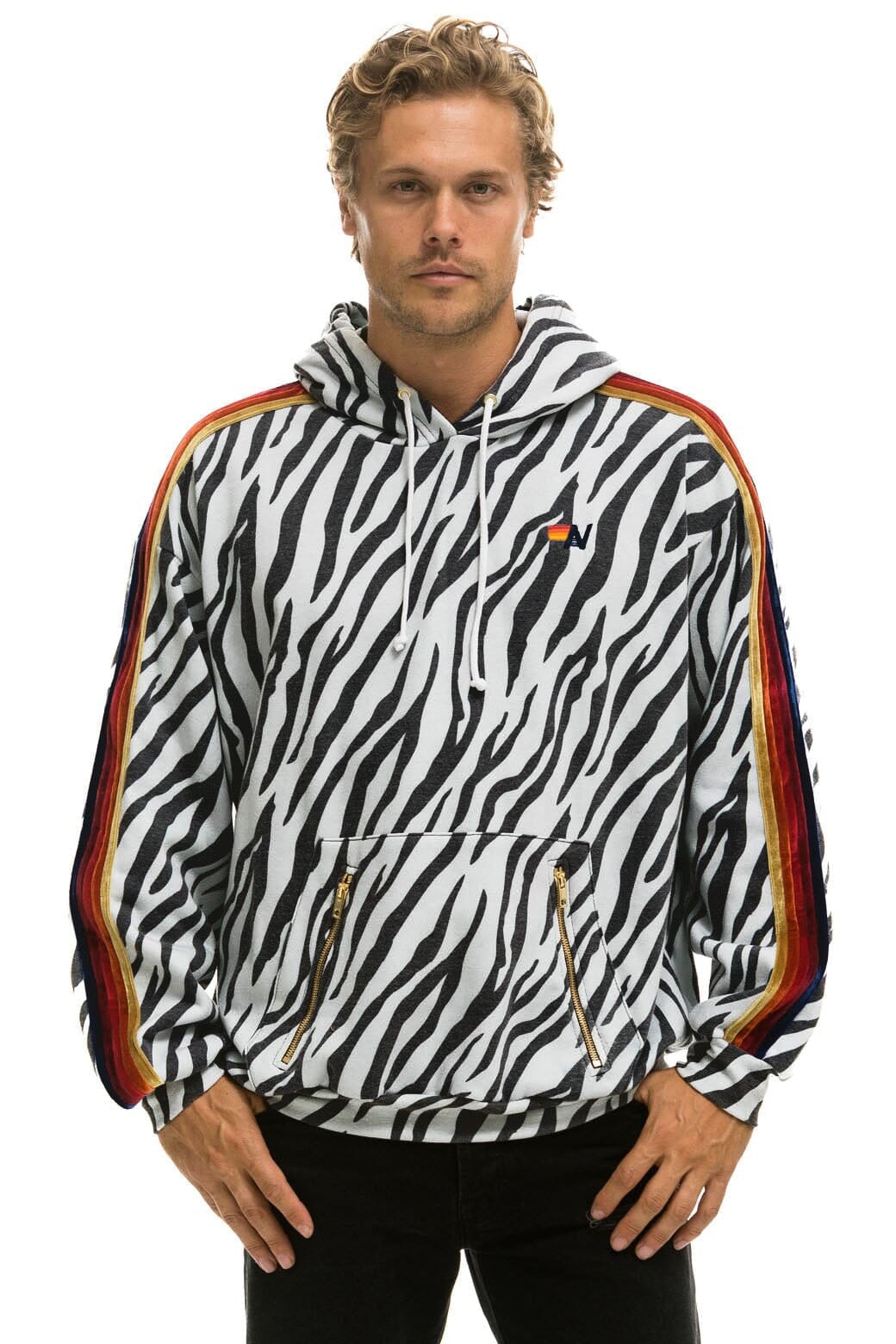 Classic CLASSIC RELAXED PULLOVER HOODIE WITH ZIPPER POCKETS - ZEBRA
