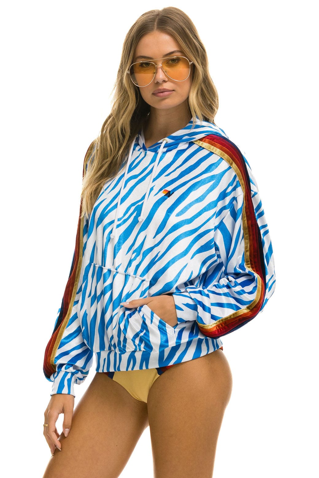 Classic CLASSIC VELVET RELAXED PULLOVER HOODIE - BLUE TIGER