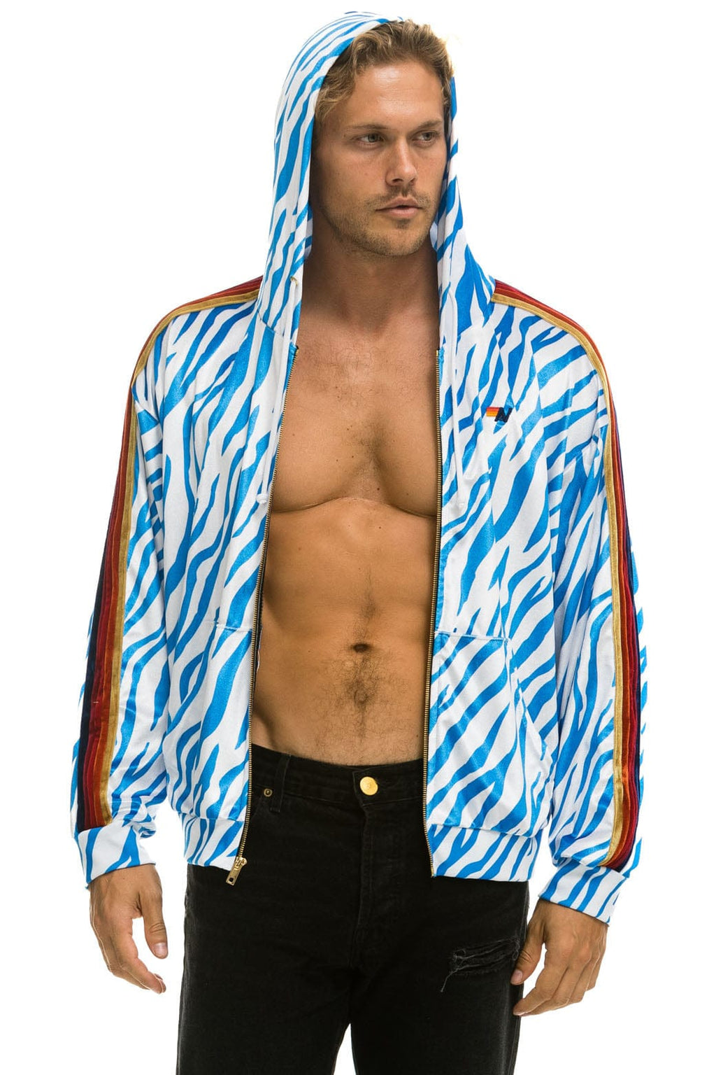 Classic CLASSIC VELVET RELAXED ZIP HOODIE - BLUE TIGER