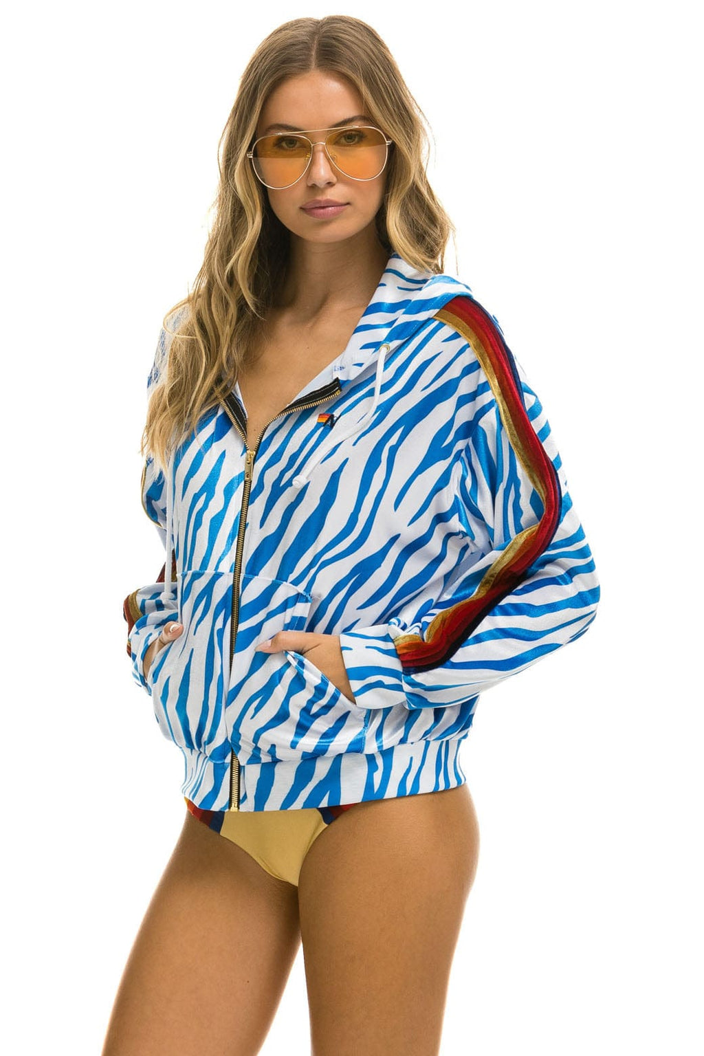 Classic CLASSIC VELVET RELAXED ZIP HOODIE - BLUE TIGER