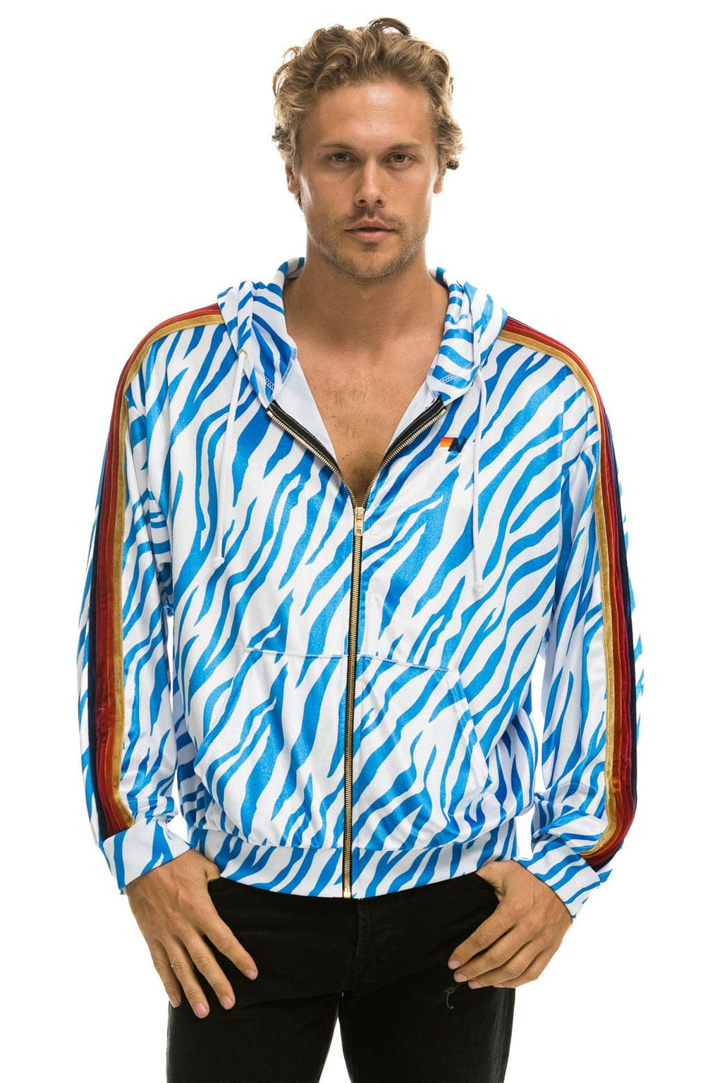 Classic CLASSIC VELVET RELAXED ZIP HOODIE - BLUE TIGER