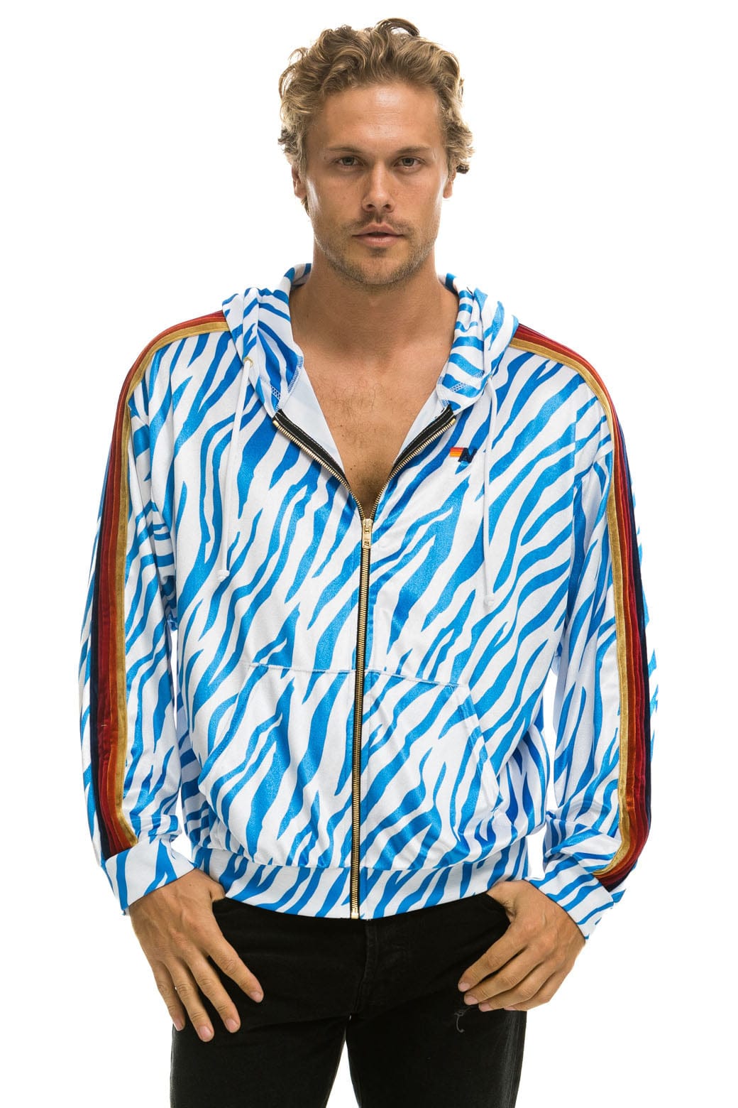 Classic CLASSIC VELVET RELAXED ZIP HOODIE - BLUE TIGER