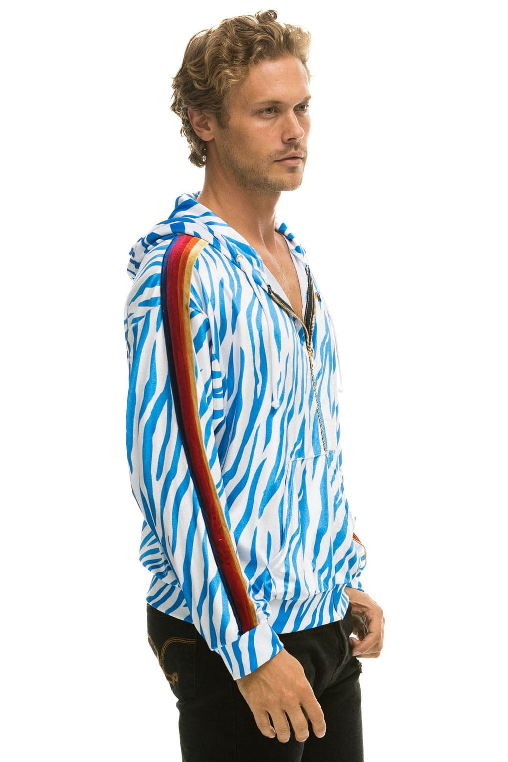 Classic CLASSIC VELVET RELAXED ZIP HOODIE - BLUE TIGER