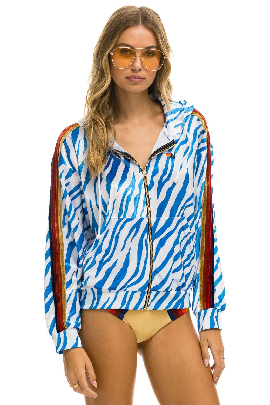 Classic CLASSIC VELVET RELAXED ZIP HOODIE - BLUE TIGER